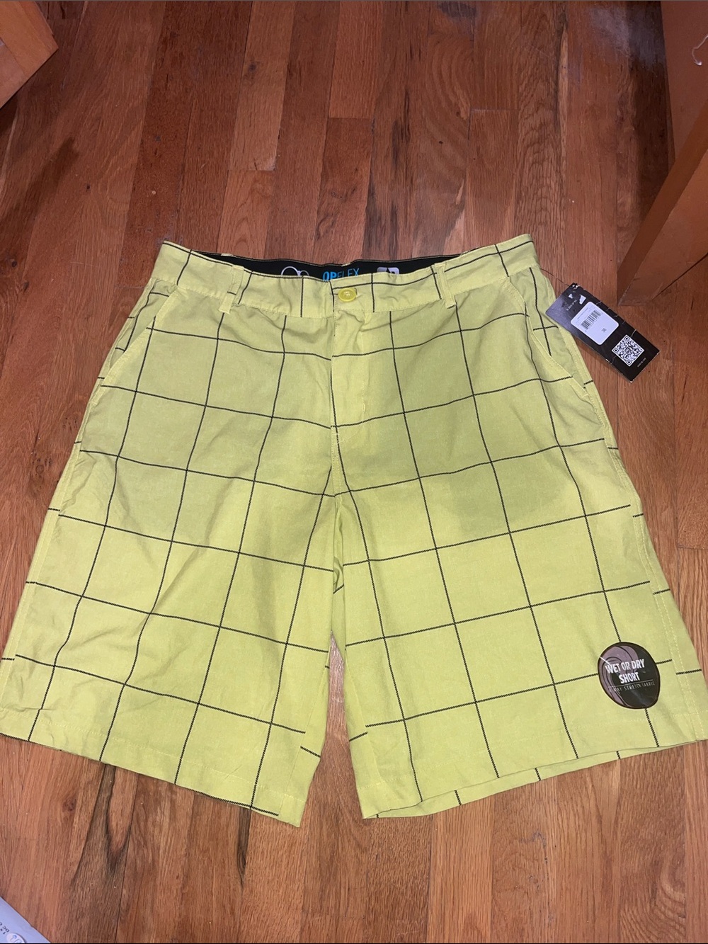 OP Lime Grid Golf Shorts